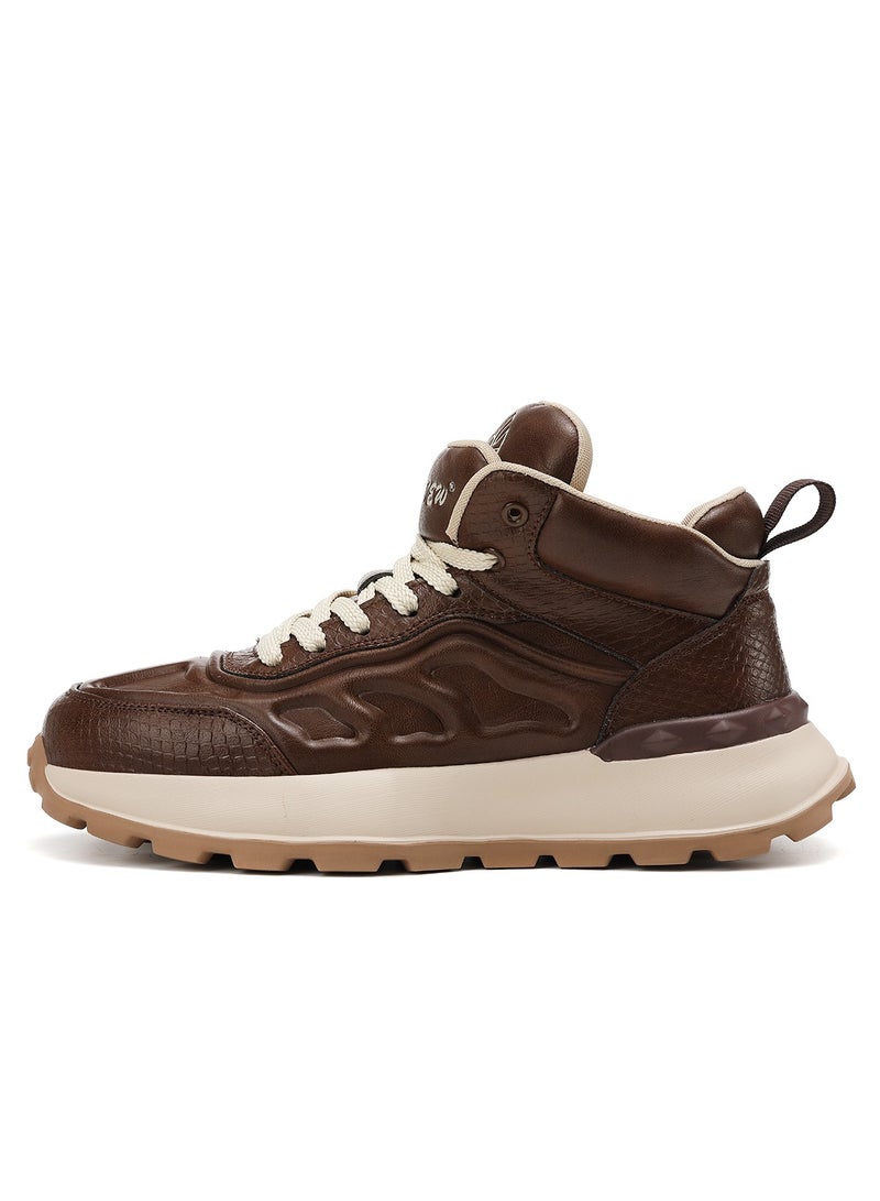 Sky View SKY VIEW Men Fashion Casual Shoes Mid Top Double Tongue Design Hiking Sneakers Non-Slip Trekking Walking Shoes Running Shoes for Men with Arch Support  - Image 4