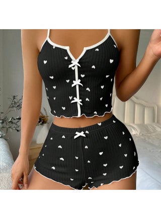 Heart Print Color-Block Homewear Set