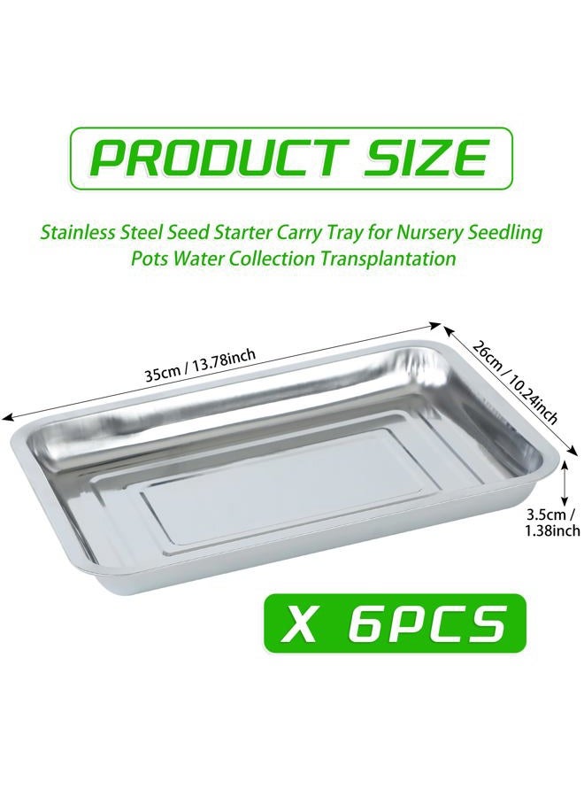 WBCBEC Stainless Steel Plant Trays, Multi-Purpose Tray for Indoor Outdoor Plants Stainless Steel Sprouting Trays Stainless Steel Seed Sprouting Kit Seed Sprouter Tray Seed Starting Trays (6PCS) - Image 2