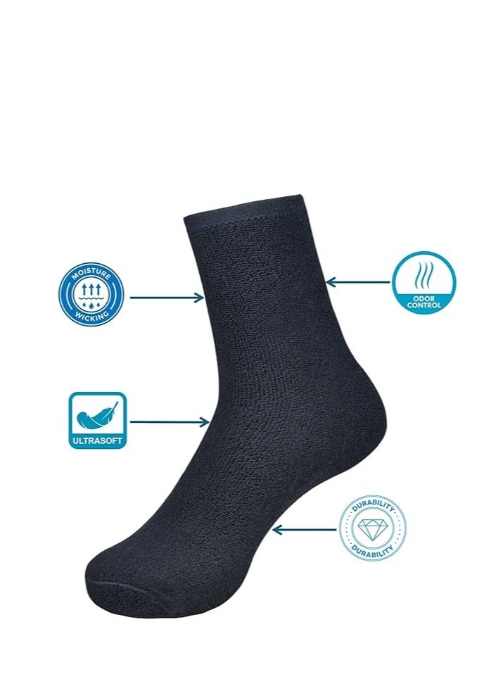 DIAMOND TOE 6 أزواج من جوارب المناشف القطنية للرجال - حجم مجاني مريح - مادة فائقة النعومة - مقاس الاتحاد الأوروبي 40-46 (متعدد 6 أزواج - أسود اثنان، كحلي-أبيض-بيج-رمادي واحد) - Image 2