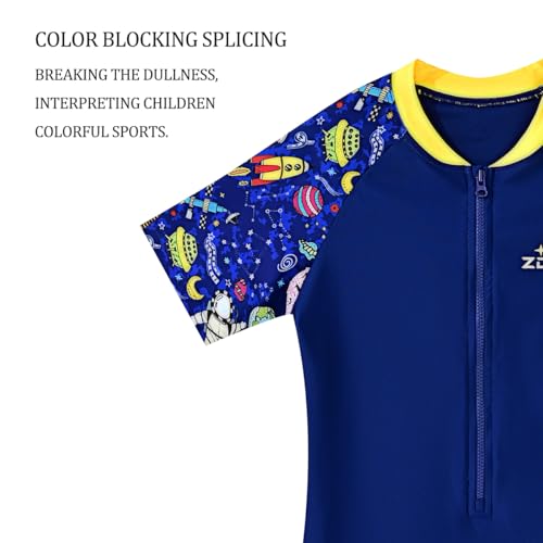 karrack Boys One Piece Rash Guard Swimsuit Kid Water Sport Long Sleeve Zip Swimsuit UPF 50+ Sun Protection Bathing Suits Deep Purple - Image 3