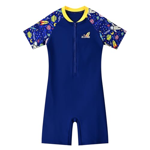 karrack Boys One Piece Rash Guard Swimsuit Kid Water Sport Long Sleeve Zip Swimsuit UPF 50+ Sun Protection Bathing Suits Deep Purple - Image 1