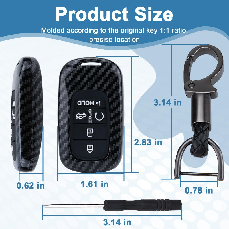 BFXM Key Fob Cover for Honda, 5 buttons Carbon Fiber Key Fob Case, Fob Case Protector, Fiber Key Fob for Honda 2022 2023 2024 2025 Civic Accord CR-V HR-V V Pilot SI EX EX-L Touring Car Accessories (Black) - Image 2