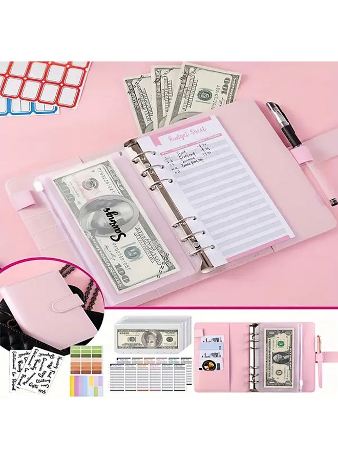 Purple Budget Binder With Zipper Envelope Cash Storage Box Creative Accounting Notebook Small Financial Management Book With Lock Money Saving Jar Office Desk Organizer - Image 1