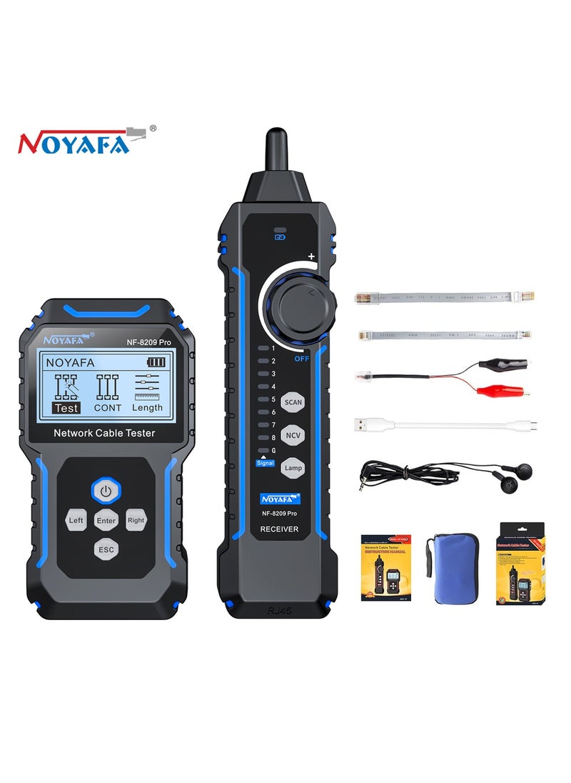 نويافا جهاز اختبار كابلات الشبكة NF-8209Pro، مزود بتقنية PoE وNCV، واختبار طول الكابل، وتحديث المنافذ، ووضع مزدوج من خط إلى خط، ووضع مسح خطي خالٍ من المشاكل، ومتتبع خط CAT5 وCAT6، ومتتبع كابلات شبكة LAN  - Image 1