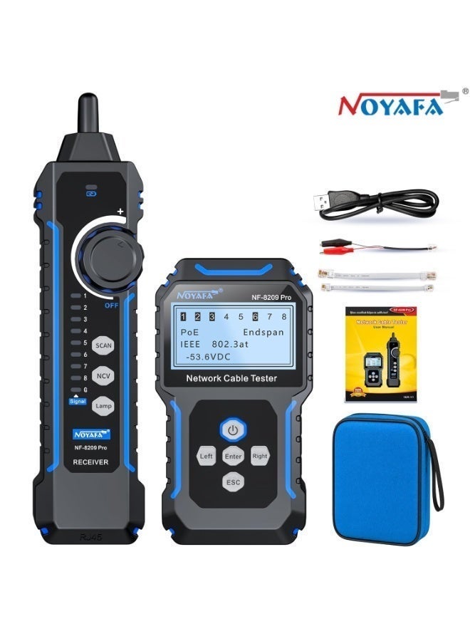 نويافا جهاز اختبار كابلات الشبكة NF-8209Pro، مزود بتقنية PoE وNCV، واختبار طول الكابل، وتحديث المنافذ، ووضع مزدوج من خط إلى خط، ووضع مسح خطي خالٍ من المشاكل، ومتتبع خط CAT5 وCAT6، ومتتبع كابلات شبكة LAN - Image 1