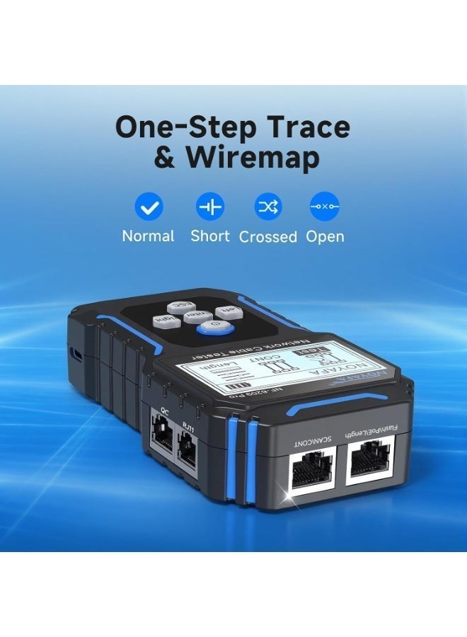 نويافا جهاز اختبار كابلات الشبكة NF-8209Pro، مزود بتقنية PoE وNCV، واختبار طول الكابل، وتحديث المنافذ، ووضع مزدوج من خط إلى خط، ووضع مسح خطي خالٍ من المشاكل، ومتتبع خط CAT5 وCAT6، ومتتبع كابلات شبكة LAN - Image 3