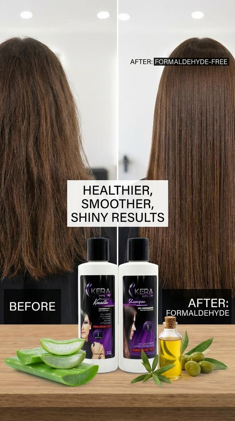 Kera Fruit Formaldehyde-Free Hair Keratin Treatment & Clarifying Shampoo Kit - 8oz (250ml) Smoothing System - Safe Frizz Control & Deep Hydration - Cirugia Capilar Sin Formol - Image 4
