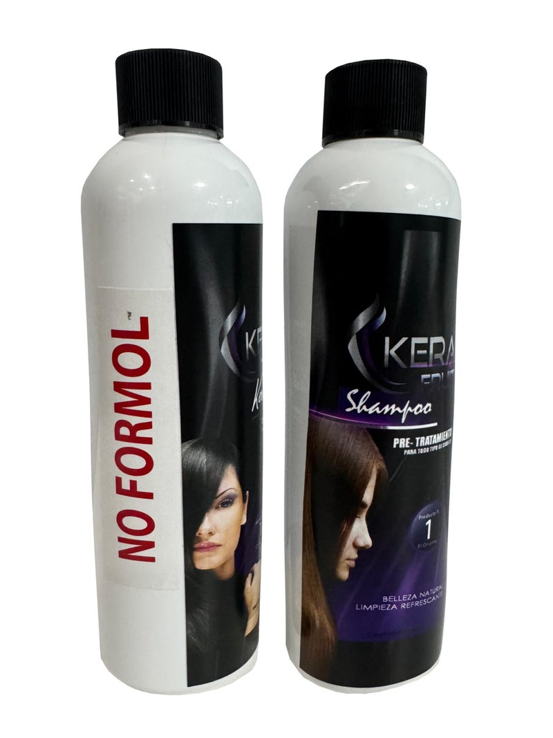 Kera Fruit Formaldehyde-Free Hair Keratin Treatment & Clarifying Shampoo Kit - 8oz (250ml) Smoothing System - Safe Frizz Control & Deep Hydration - Cirugia Capilar Sin Formol - Image 2