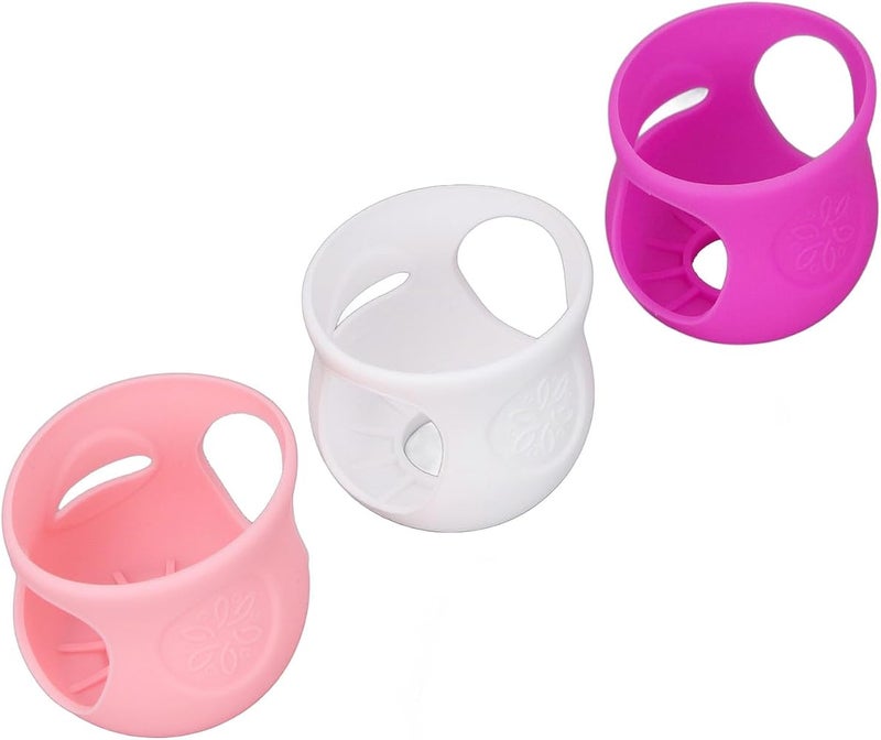 TOPINCN 3 Pack Silicone Sleeves for 4oz Glass Baby Bottles, Food Grade Soft Anti Breakage Baby Bottle Holder Soft Anti Scalding Non Slip Protective Cover, Dishwasher Safe (White+Pink+Purple) - Image 1
