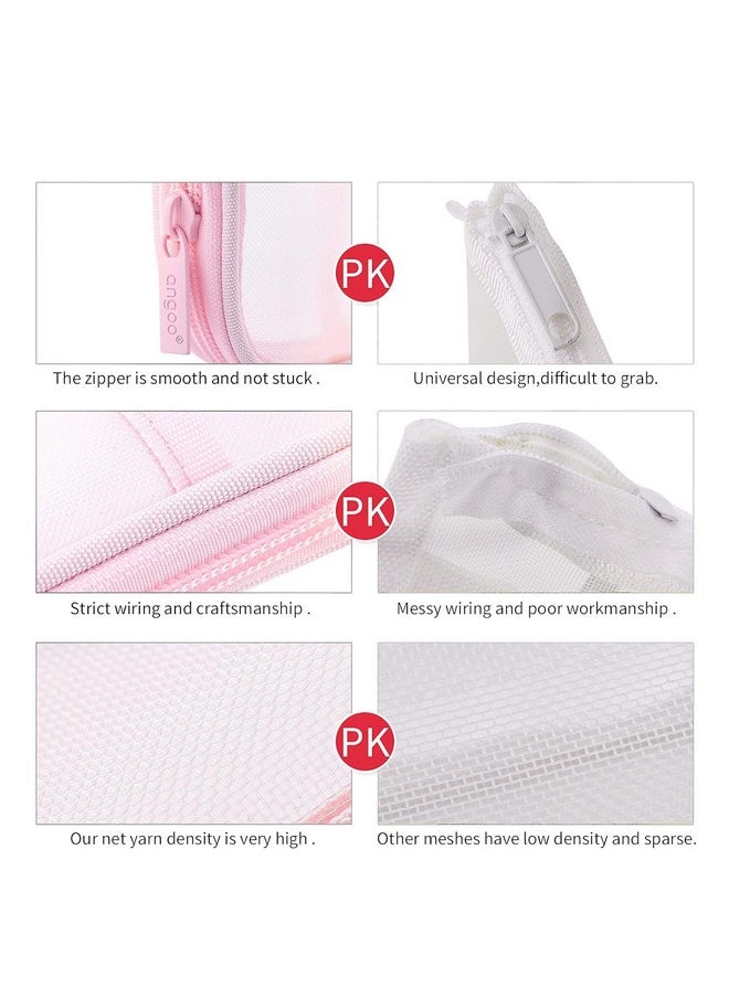 EASTHILL - EASTHILL Pen Pencil Case With Zipper Clear Makeup Color Canvas Pouch Cosmetics Bag, Transparent Stationary Bag Office Organizer Box For Adluts (Light Pink) - Image 1