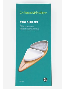 Catherine Malandrino Trio Dish Set, White and Grey and Natural  - Image 2