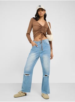 Ginger Assymetric Ruched Tie Up Top  - Image 4