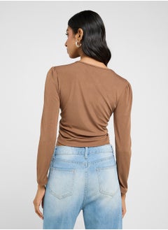 Ginger Assymetric Ruched Tie Up Top  - Image 2