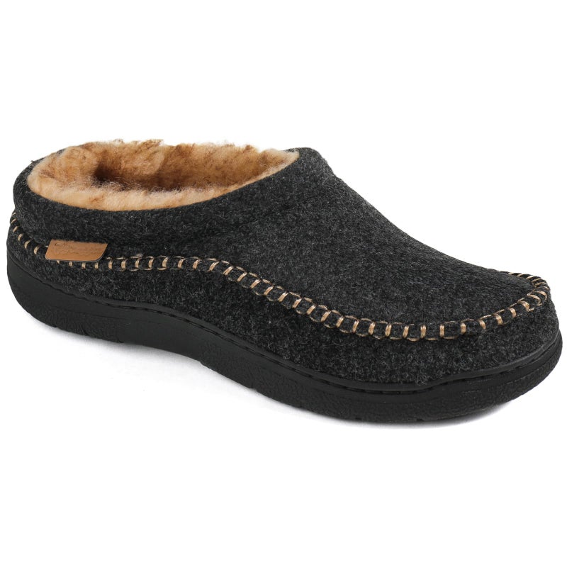 Zigzagger Men's Slip On Moccasin Slippers, Indoor/Outdoor Warm Fuzzy Comfy House Shoes, Fluffy Wide Loafer Slippers, Wool Black, 10.5 D(M) US - Image 5