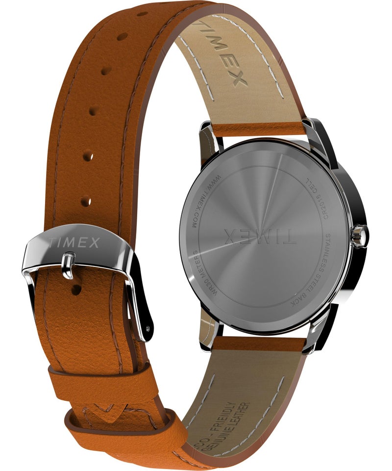 Timex Men's Easy Reader 35mm Watch - Brown Strap Green Dial Silver-Tone Case - Image 5