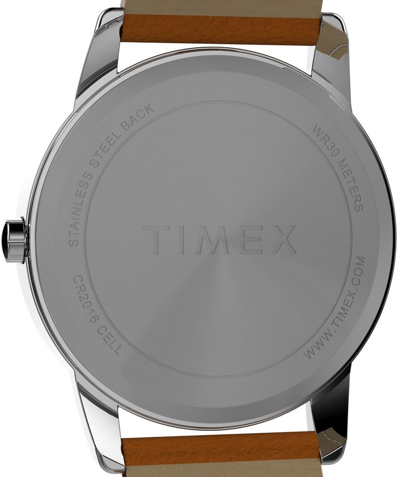 Timex Men's Easy Reader 35mm Watch - Brown Strap Green Dial Silver-Tone Case - Image 4