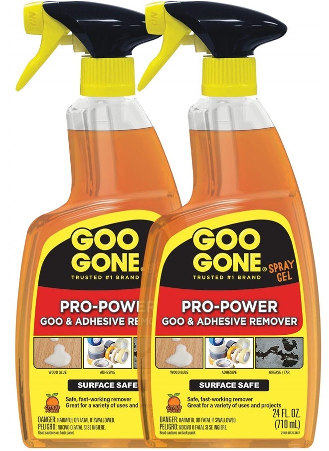 Goo Gone Pro-Power Spray Gel Adhesive Remover - 24 Ounce (2 Pack) - Surface Safe, Great Cleaner, No Harsh Odors, Removes Stickers, Can Be Used On Tools  - Image 1