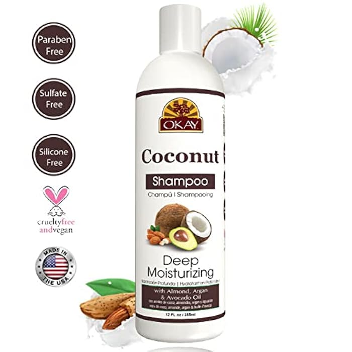 Okay Coconut Deep Moisturizing Shampoo Helps Replenish Moisture And Elasticity For Healthy Strong Hair Sulfate,Silicone,Paraben Free For All Hair Types and Textures Made in USA 12oz - Image 3