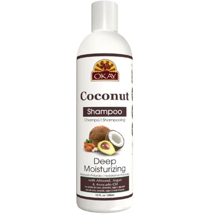 Okay Coconut Deep Moisturizing Shampoo Helps Replenish Moisture And Elasticity For Healthy Strong Hair Sulfate,Silicone,Paraben Free For All Hair Types and Textures Made in USA 12oz - Image 1