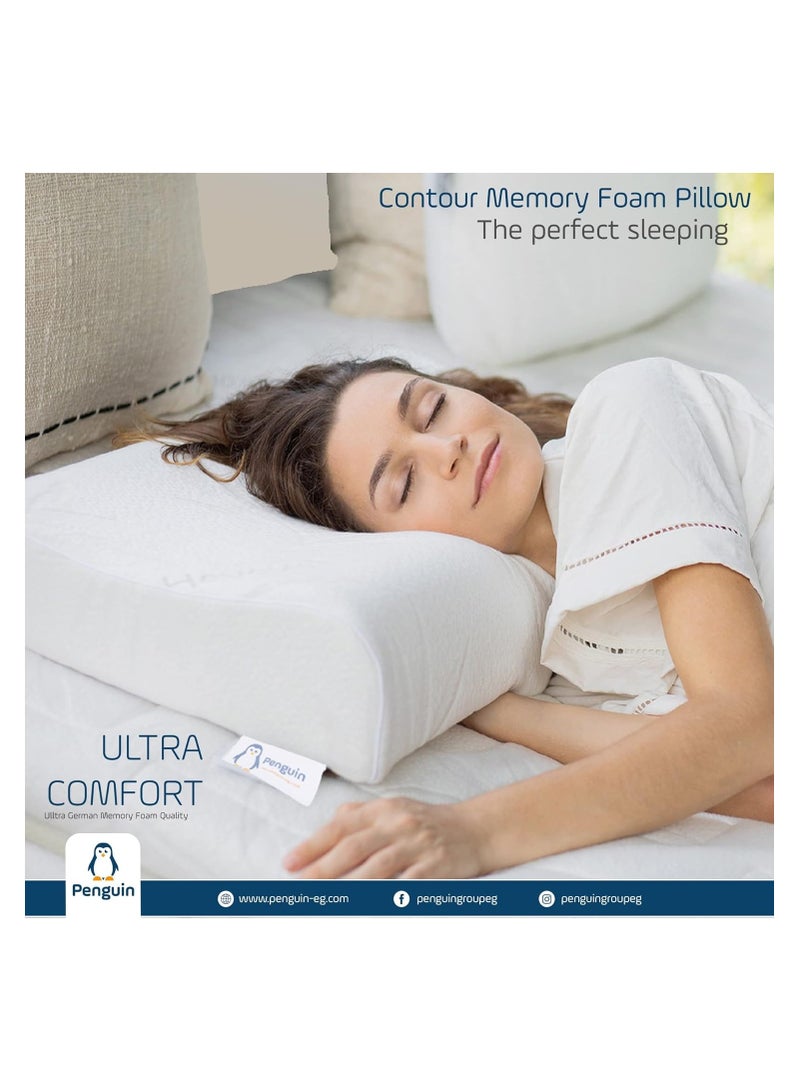 Penguin Memory Foam L-Shaped Contour Pillow with Cotton Cover - 40 x 60 White - Image 3