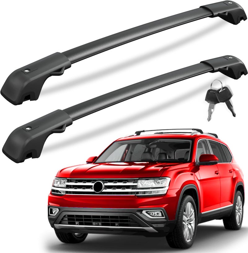 KINGGERI 220lb Lockble Roof Rack Cross Bars Compatible with Volkswagen VW Atlas 20172025 with Raised Side RailsNot For Atlas Cross Sport Heavy Duty AntiTheft Aluminum Roof Rails Crossbars Rooftop