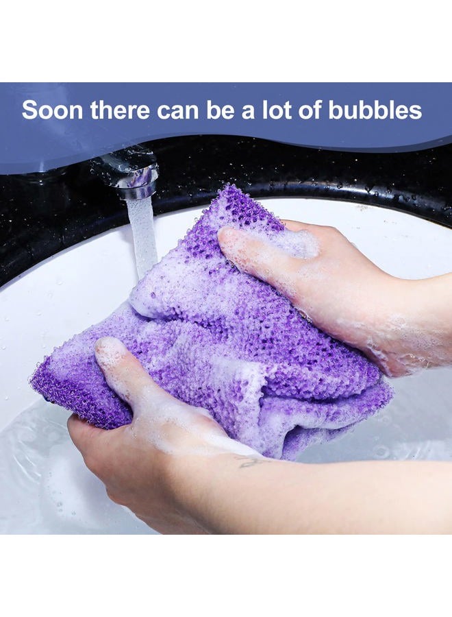 Tegeme 3 Pcs African Exfoliating Net Sponges Bath Back Scrubbers Long with Pull Strap Exfoliating Smoother Nylon Body Shower Loofahs Cloth for Women Men Daily Handles Washcloth Wash Purple Blue Coffee - Image 5