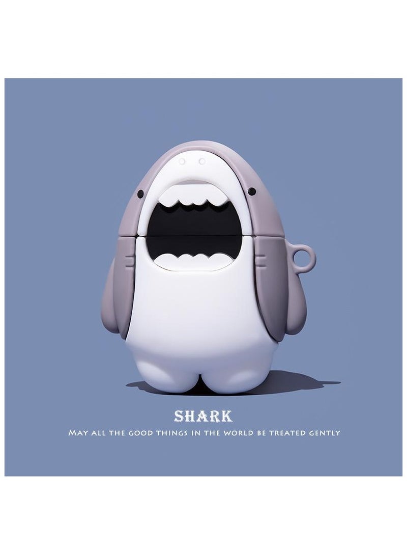 New Apple headphone case protective case, second-generation AirPods Pro 2, niche raincoat, shark cute cartoon - Image 4