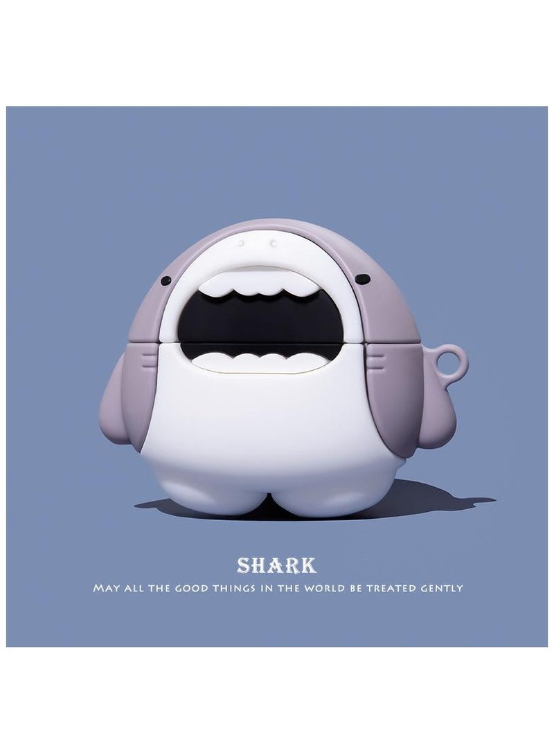 New Apple headphone case protective case, second-generation AirPods Pro 2, niche raincoat, shark cute cartoon - Image 1