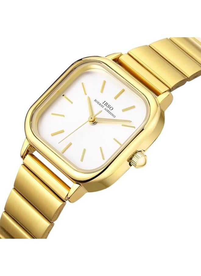 IBSO - IBSO Japanese Watches, Luxury Women's Watches Ladies Gold Stainless Steel Band Quartz Waterproof Watches - Image 1