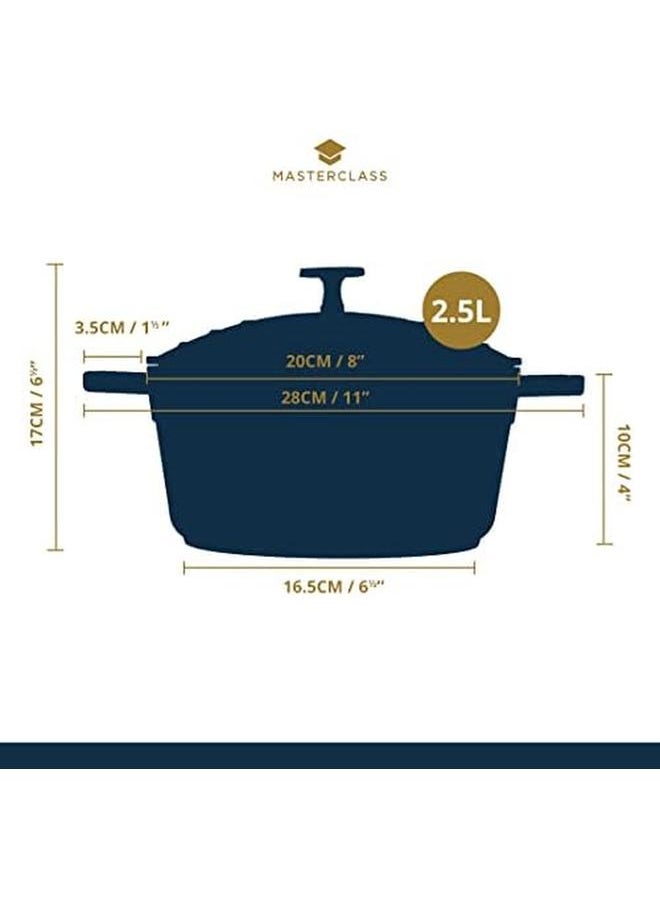 Master Class Small Casserole Dish With Lid 2.5L 20 Cm Lightweight Cast Aluminum Induction Hob And Oven Safe Sky Blue  - Image 3