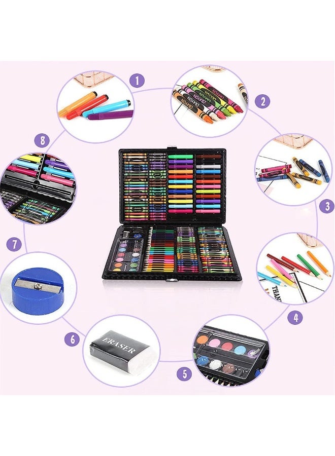 168 Piece Art Set,Painting & Drawing Supplies Kit with Portable Art Box,Oil Pastels, Crayons, Colored Pencils, Markers, Watercolor Cakes Inspiration & Creativity Coloring Art Set - Image 5