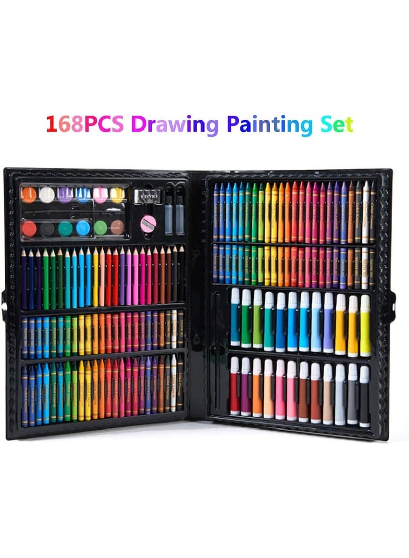168 Piece Art Set,Painting & Drawing Supplies Kit with Portable Art Box,Oil Pastels, Crayons, Colored Pencils, Markers, Watercolor Cakes Inspiration & Creativity Coloring Art Set - Image 4