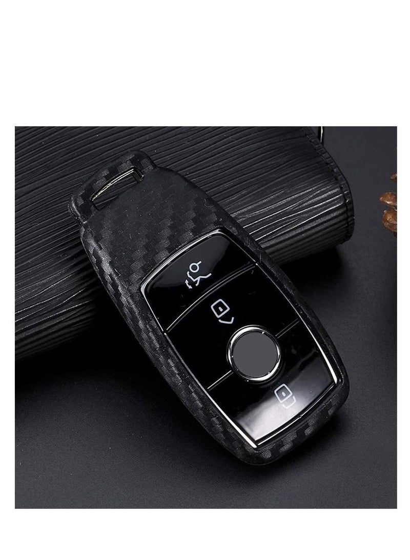Silicone carbon fiber catchy style smart keyless remote Key Fob case Cover For Mercedes-Benz E-Class S-Class W213 2016 2017 2018 2019 keychain - Image 5