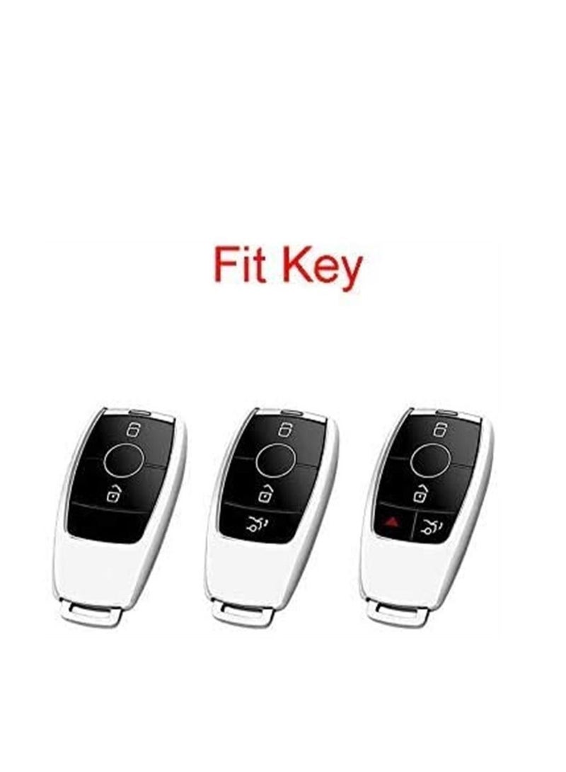 Silicone carbon fiber catchy style smart keyless remote Key Fob case Cover For Mercedes-Benz E-Class S-Class W213 2016 2017 2018 2019 keychain - Image 2