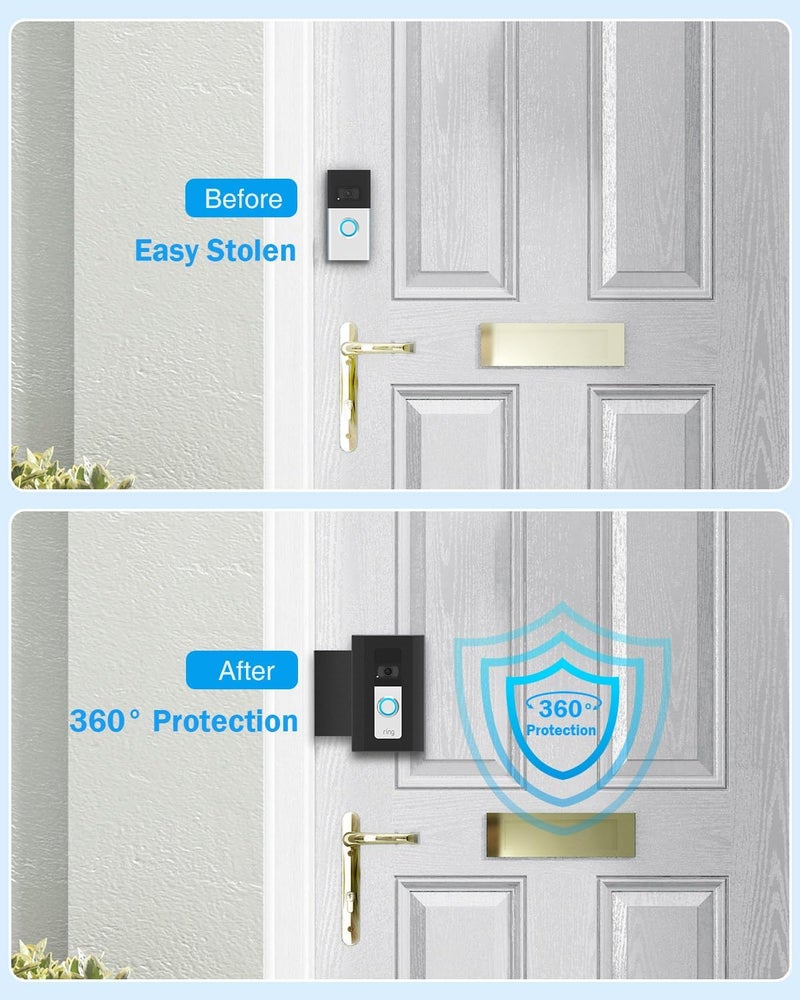 MIIGII Anti-Theft Doorbell Mount for Ring Doorbell 4/3/ 3 Plus/ 2/1, No Drill Adjustable Video Doorbell Cover Holder for Home Apartment Office Room, Waterproof Stainless Metal Made, Black - Image 5