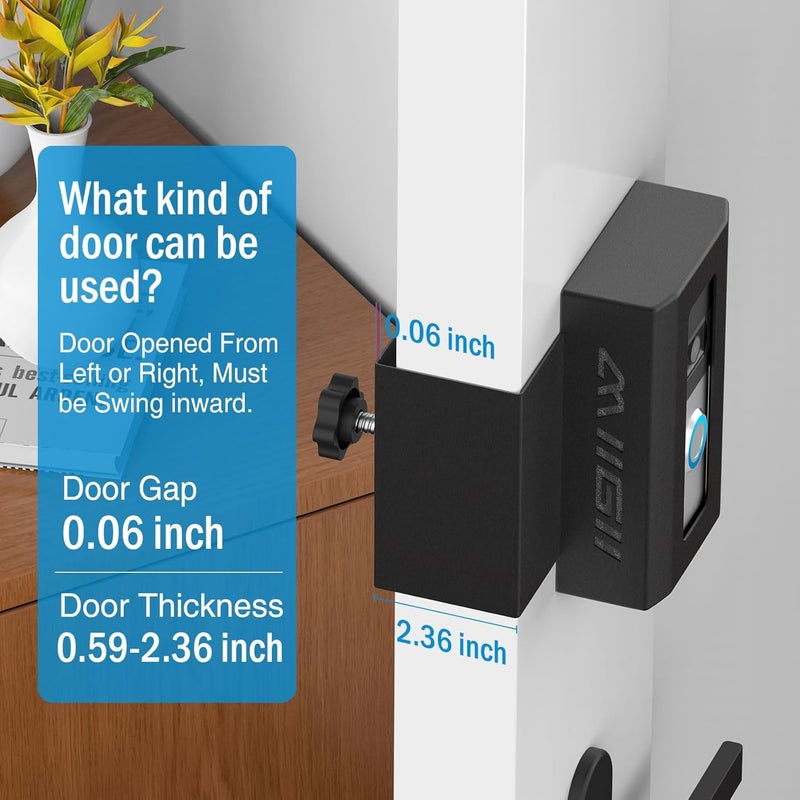 MIIGII Anti-Theft Doorbell Mount for Ring Doorbell 4/3/ 3 Plus/ 2/1, No Drill Adjustable Video Doorbell Cover Holder for Home Apartment Office Room, Waterproof Stainless Metal Made, Black - Image 4