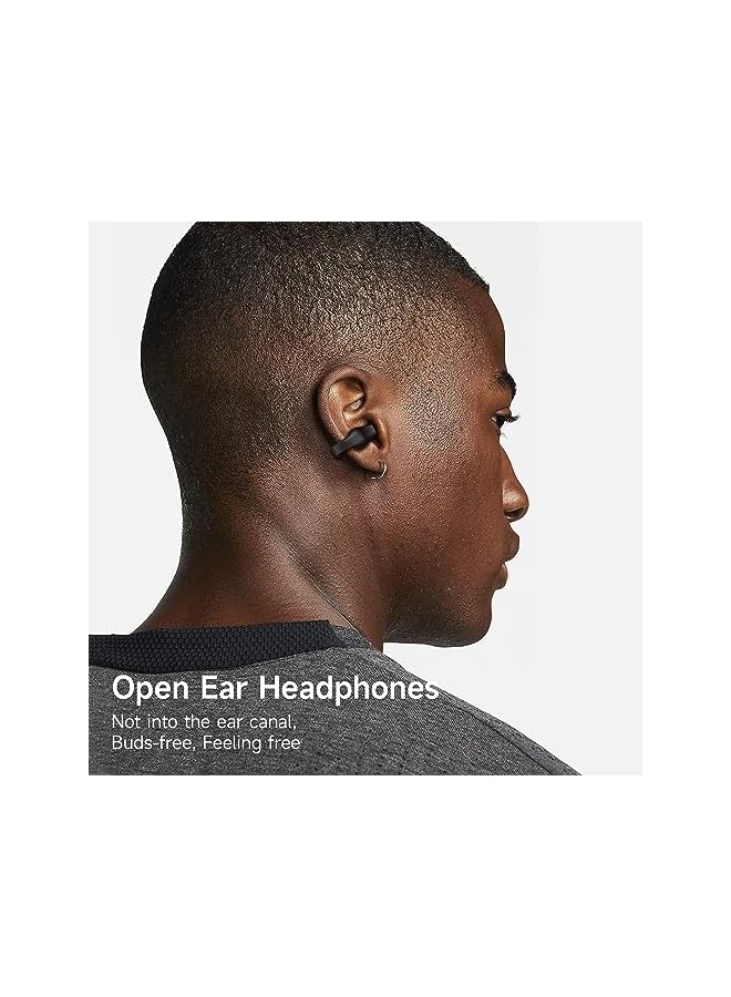 بروماس سماعات أذن مفتوحة بمشبك، سماعات أذن بلوتوث لاسلكية، سماعات أذن وداخل الأذن، سماعات أذن رياضية لاسلكية، سماعات بلوتوث 5.3 بمشبك، وقت تشغيل 30 ساعة مع حافظة، سماعات للتمرين (أسود) - Image 2