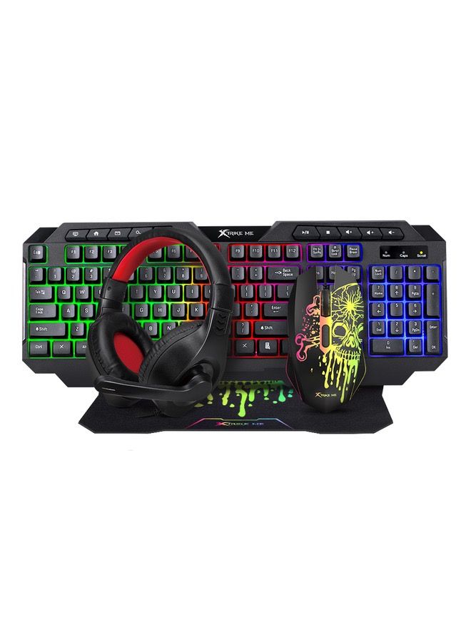 XTRIKE ME Gaming Bundle 4i n 1 Multimedia Wired Keyboard With 7 Color Backlit wired mouse With Wired Headset With  Suitable Durable Mousepad - Image 1