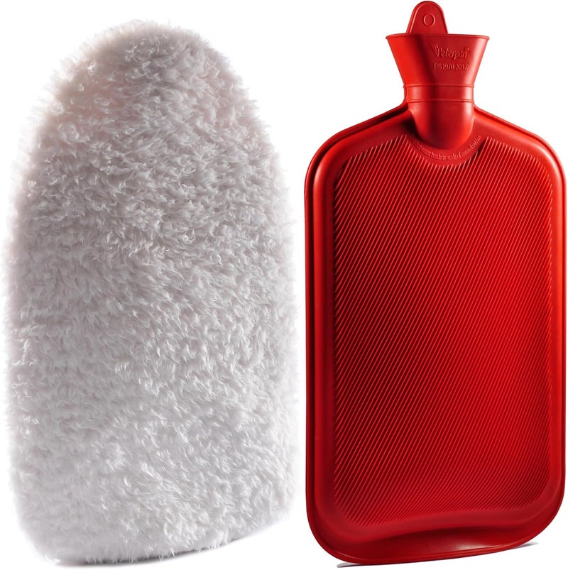 Peterpan Peterpan Teddy Bear Cream Hot Water Bottle with Lanyard, Size: XXX-Large, Hot Water Bag for Pain Relief, BPA & Phthalates Free,100 Fl Oz Capacity, White