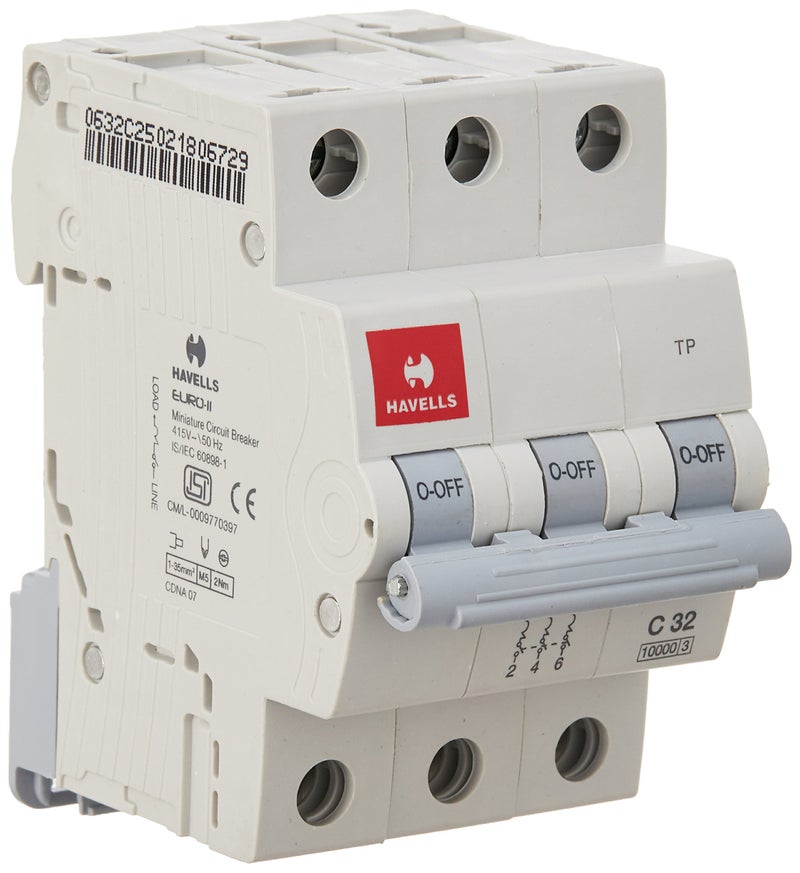 Havells DHMGCTPF032 PVC Plastic 32A MCB TP C Curve (White) - Image 2