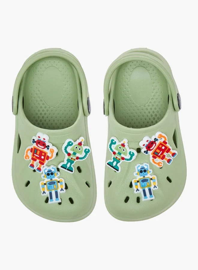 أكوا شبشب روبوت بتصميم مطرز مع حزام خلفي