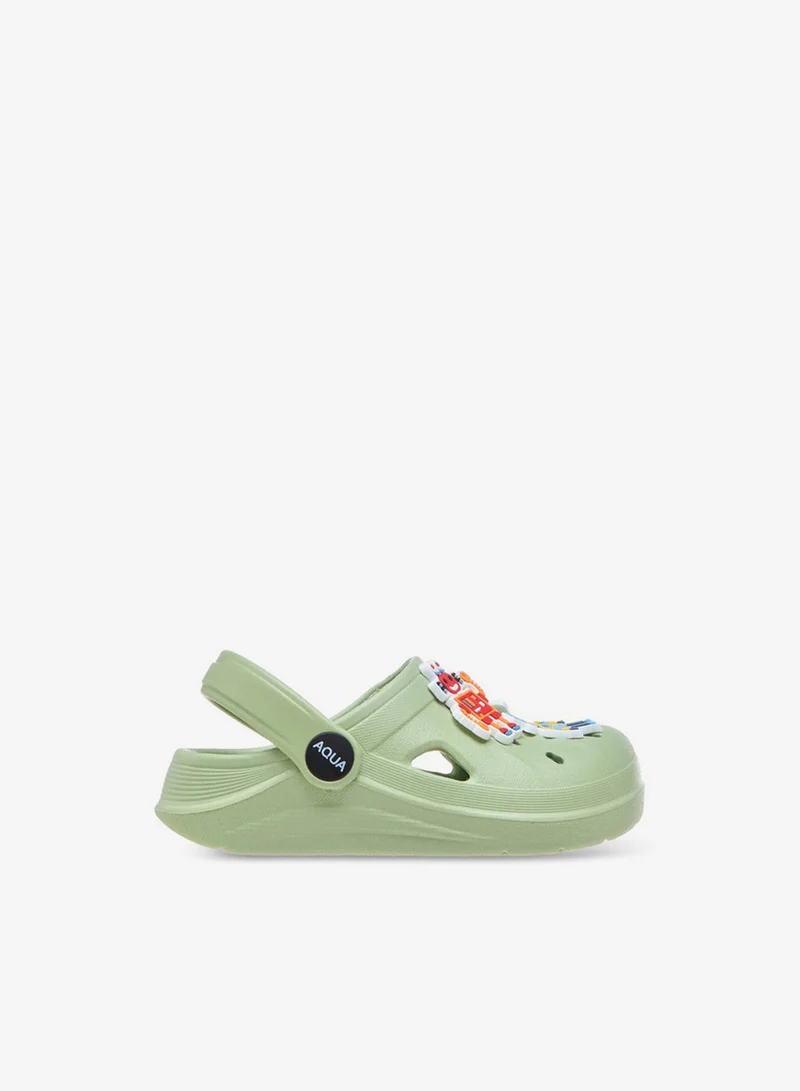 Aqua Robot Applique Clogs with Backstrap