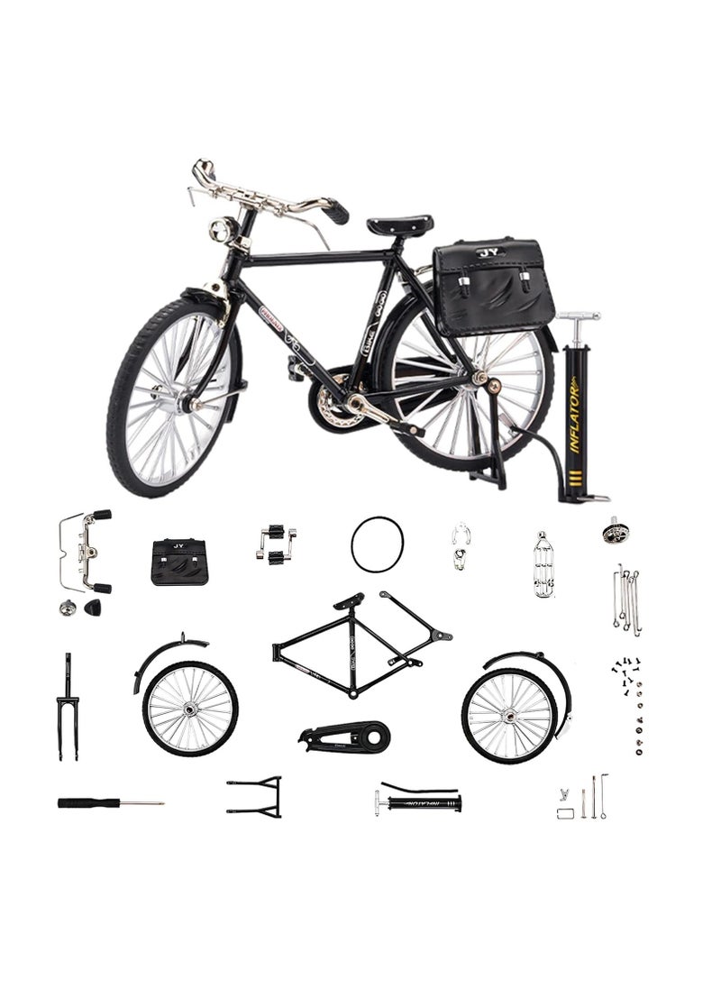 SYOSI Diy Retro Bicycle Model Ornament for Kids, 1 10 Simulation Mini Bicycle Model Scale Kit with Inflator and Briefcase, Finger Bike Decor for Home Office  - Image 1