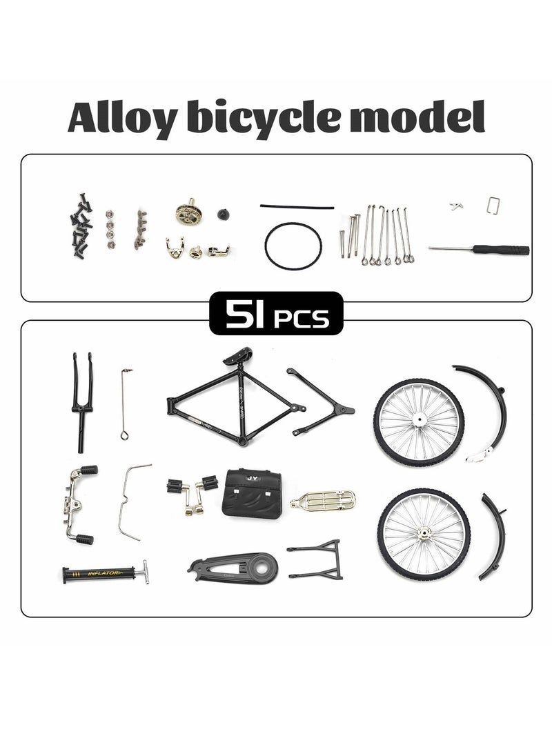SYOSI Diy Retro Bicycle Model Ornament for Kids, 1 10 Simulation Mini Bicycle Model Scale Kit with Inflator and Briefcase, Finger Bike Decor for Home Office  - Image 2