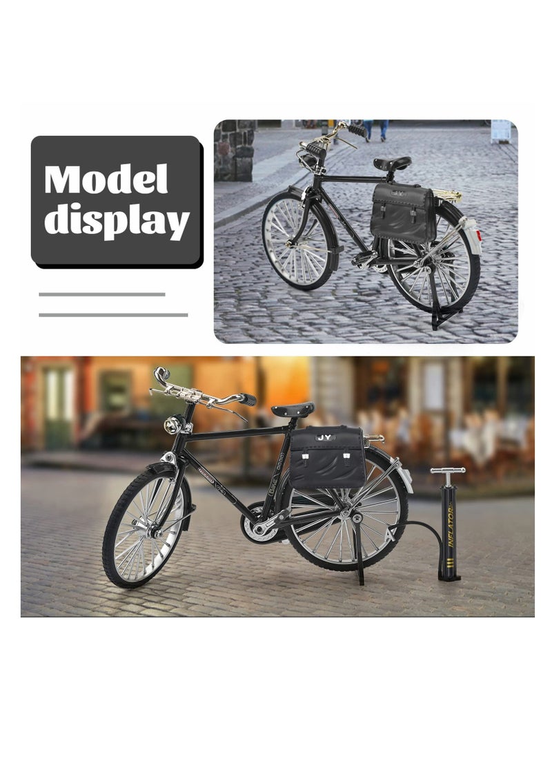 SYOSI Diy Retro Bicycle Model Ornament for Kids, 1 10 Simulation Mini Bicycle Model Scale Kit with Inflator and Briefcase, Finger Bike Decor for Home Office  - Image 3