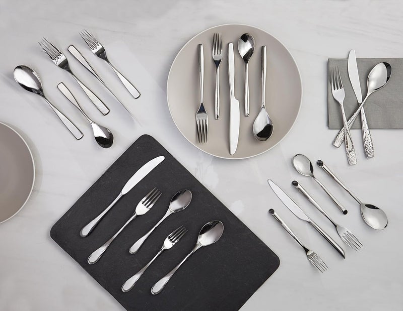 Nambe nambe 45 Piece Flatware Set 1810 Mirror Stainless Steel Silverware Cutlery Set Designed for Home Hotel or Restaurants Service for 8 and a 3pc Hostess Utensil Set Dishwasher Safe 7570 - Image 4