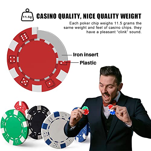 CUNHUY 11.5 Gram Bulk Chip Accessories, 10 Pcs Professional Poker Chip, Casino Poker Chips, Clay Composite Casino Poker Chips for Casino Card Games Texas Holdem Blackjack Gambling (Green) - Image 2