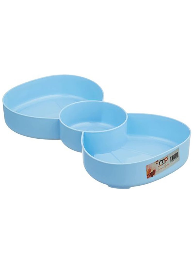 أم بي طبق تسالي بلاستيك على شكل فيونكة مقسم الى ثلاثة اجزاء قد يتغير اللون - Image 3