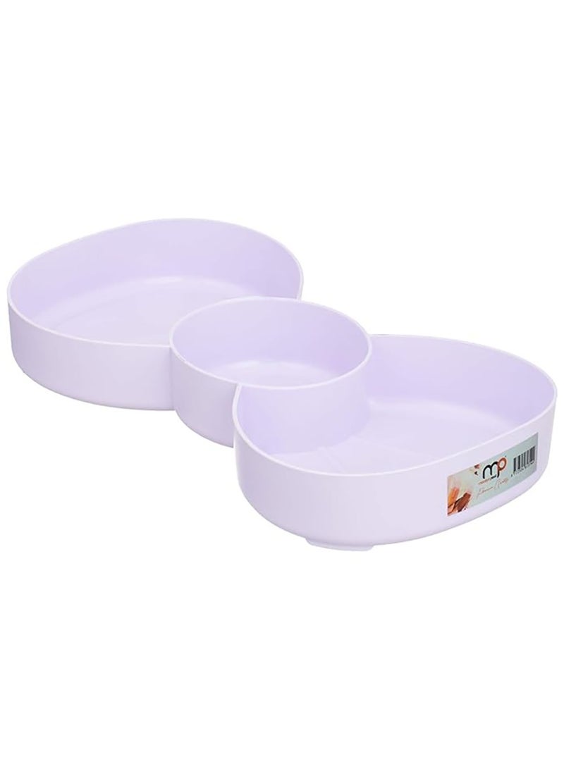 أم بي طبق تسالي بلاستيك على شكل فيونكة مقسم الى ثلاثة اجزاء قد يتغير اللون - Image 4